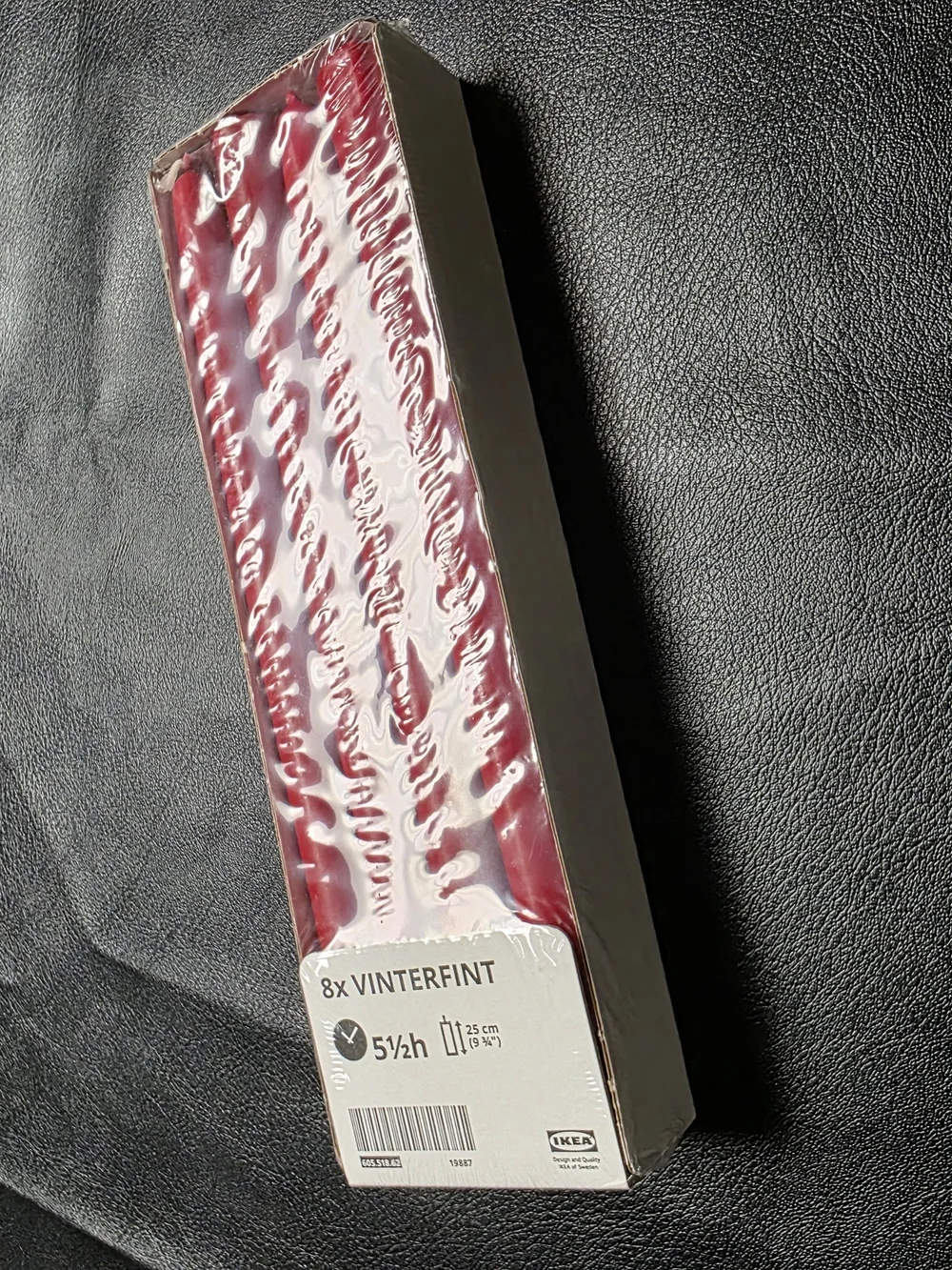 IKEA VINTERFINT Red Unscented Taper Candles - Pack of 8 (New)